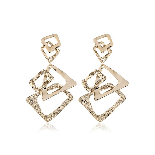 LRC Anting Tusuk Fashion Yellow Geometric Alloy Earrings F61252