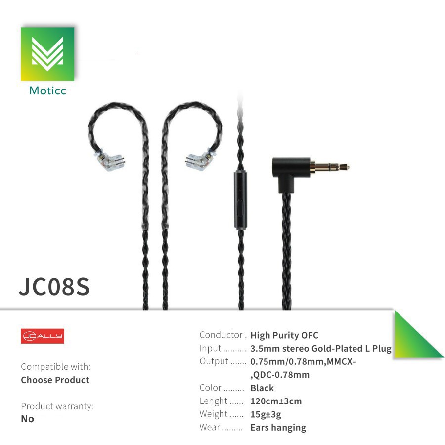 JCALLY JC08S WITH MIC UPGRADE CABLE 8 CORE L PLUG KABEL