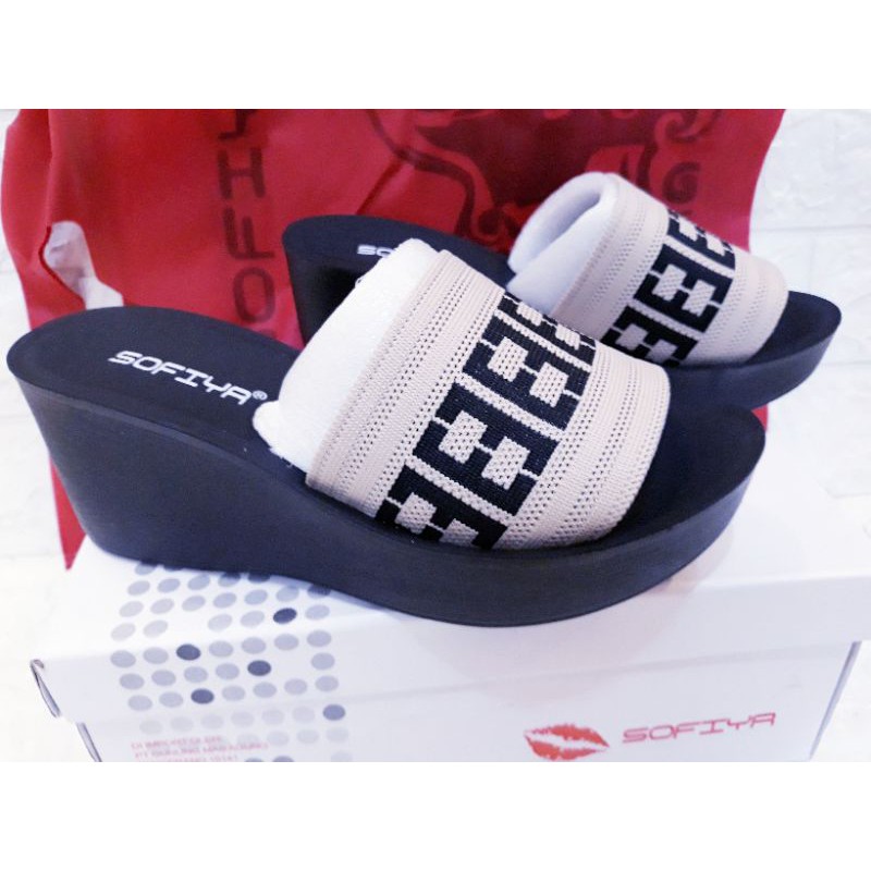 sandal sofiya rajut original wedges