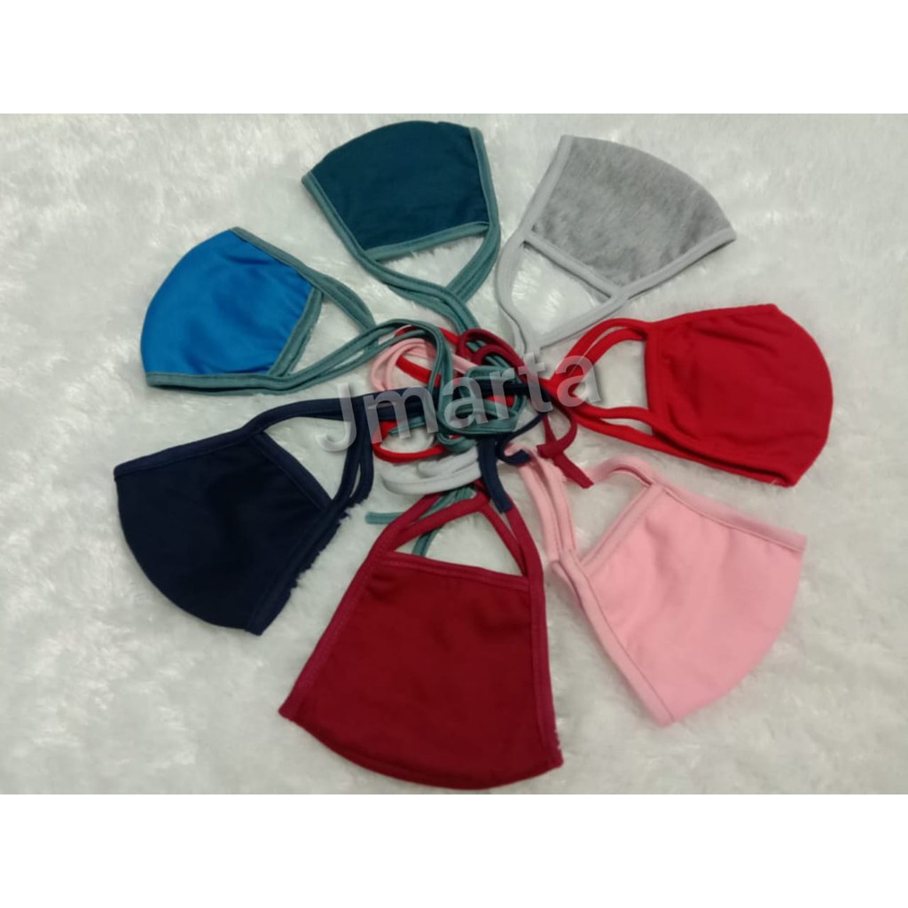 Djuall 12pcs MASKER KAIN 3LAPIS POLOS. MASKER KAIN POLOS