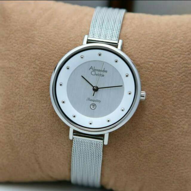 ORIGINAL GARANSI JAM TANGAN WANITA ALEXANDRE CHRISTIE CEWEK SILVER RANTAI ALEXANDER CRISTIE AC 2485