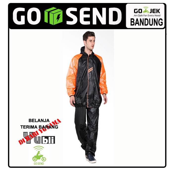 Jas Hujan Mezzo Hitam Orange - Mezzo Raincoat