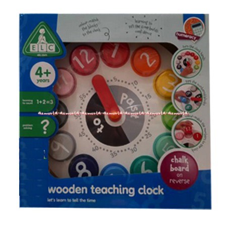 ELC Wooden Teaching Clock Jam Kayu Mainan Belajar Mengenal Jam