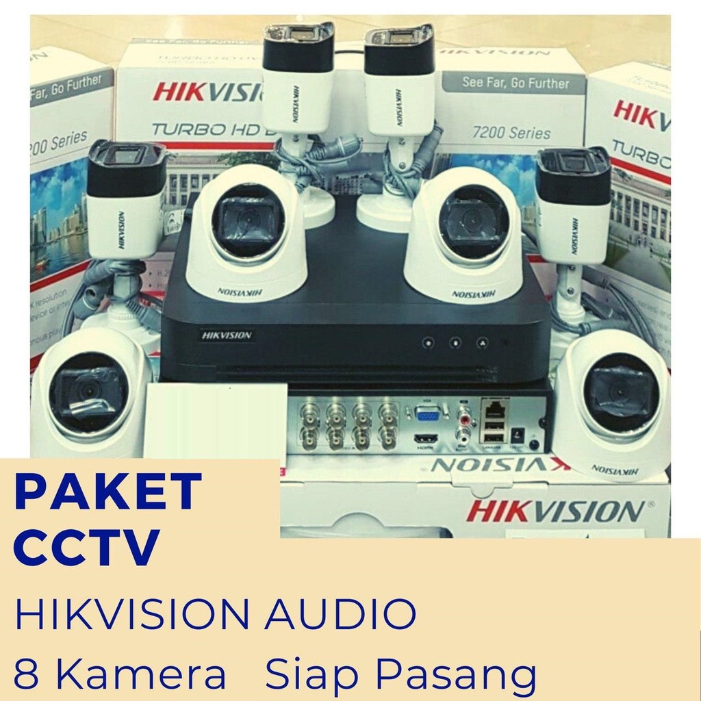 Paket CCTV Hikvision 2MP Audio Kamera Built In Mic 8 Kamera HDD 1TB Siap Pasang