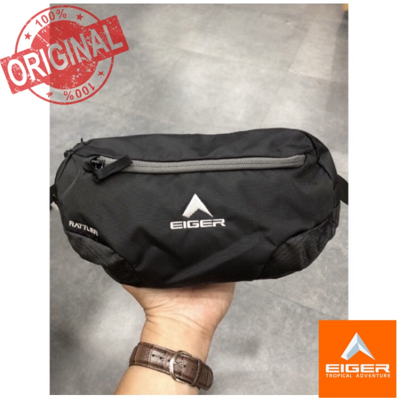 EIGER1989 TAS SELEMPANG RATTLER WAISTBAG BLACK - TAS PINGGANG BEST SELLER ORIGINAL