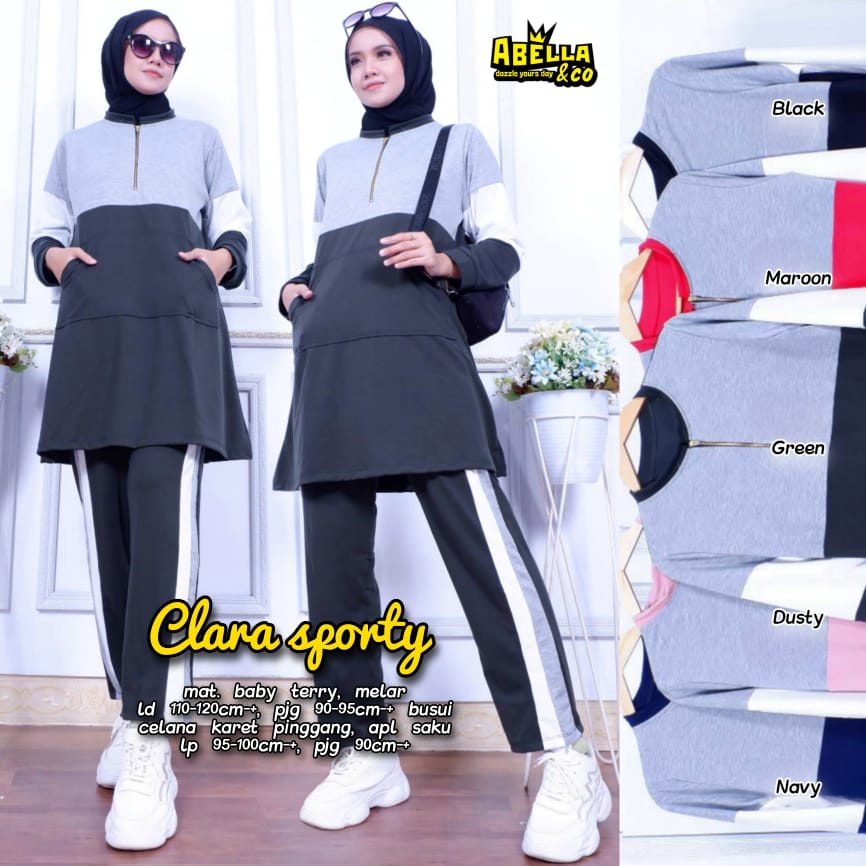 CLARA SETELAN / 20.7 / BAHAN BABYTERRY / LD 110-120 / ALLSIZE JUMBO / ONESET OLAHRAGA / ABELLA