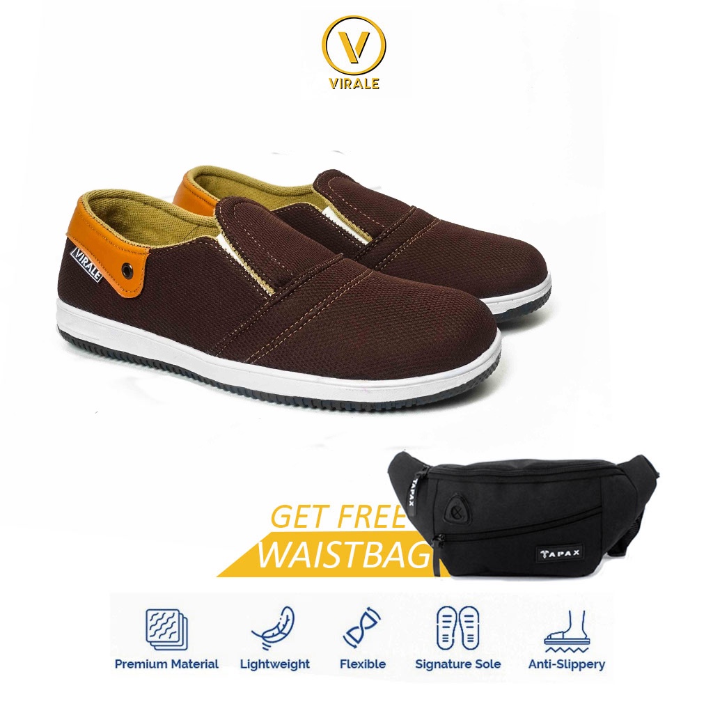 Sepatu Kasual Pria Slip On Canvas Model Terbaru CS 01 CK GRATIS Tas Selempang