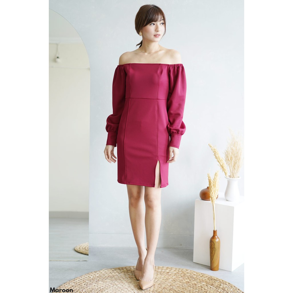 CARAMEL Square Puff Dress CARMEL - Dal Mi Long Sleeve Dress - Dress midiLengan Balon - dress wanita