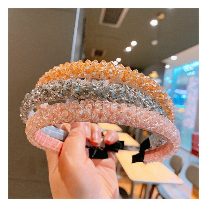 Korean Ins Crystal Beaded Headband Fashion Simple Hair Bands for Women Hair Accessories