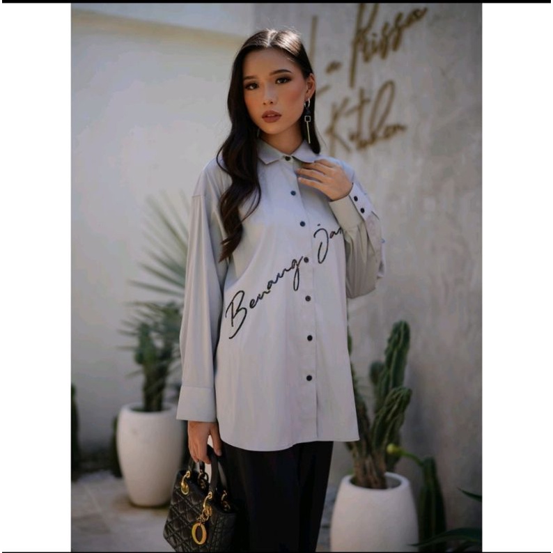 Benang Jarum Logo Sequin Shirt Buttonscarves size S