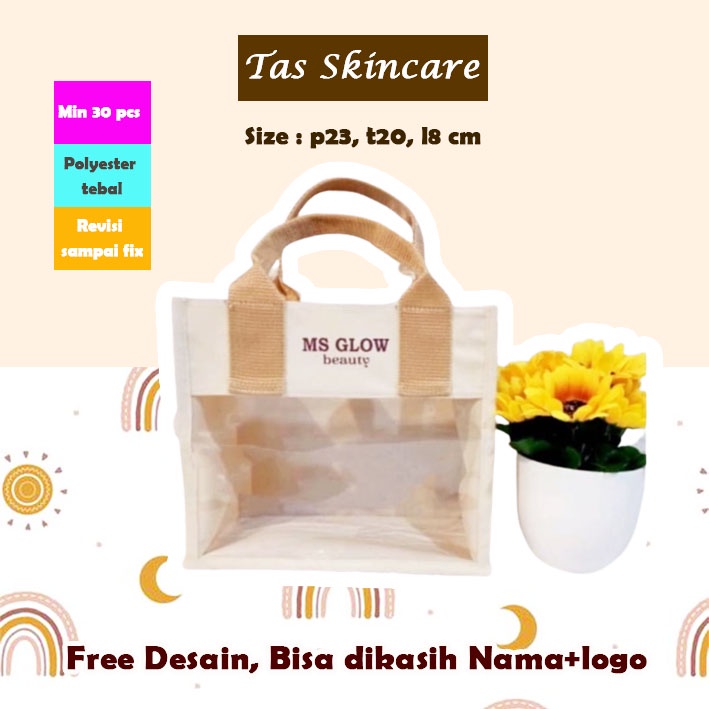 Tas Skincare Cantik Dan Murah Bisa Custom Logo Nama Foto Warna Free Desain Skincare Murah Cantik
