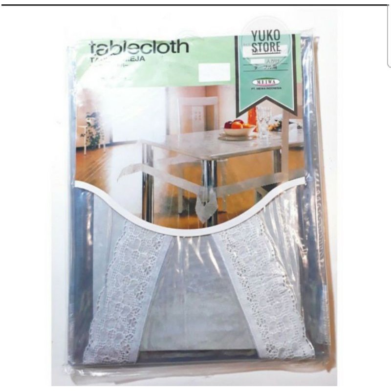 taplak meja makan bening kotak 4 kursi meiwa