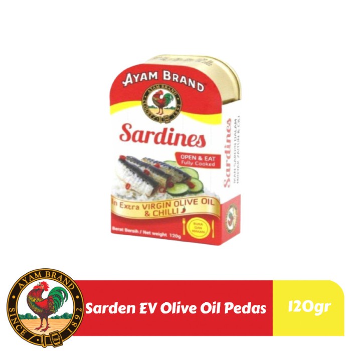 

f0fbfe0 Sarden Kaleng Extra Virgin Olive Oil Pedas Ayam Brand 120Gr Ds1Gkk