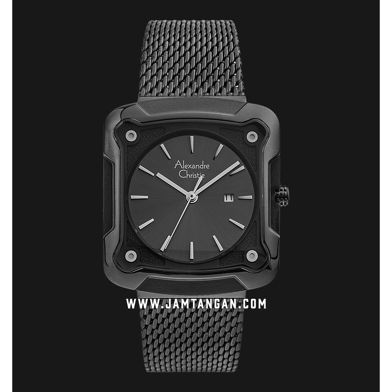 Alexandre Christie AC 3030 LD BIPBA Ladies Black Dial Black Mesh Strap