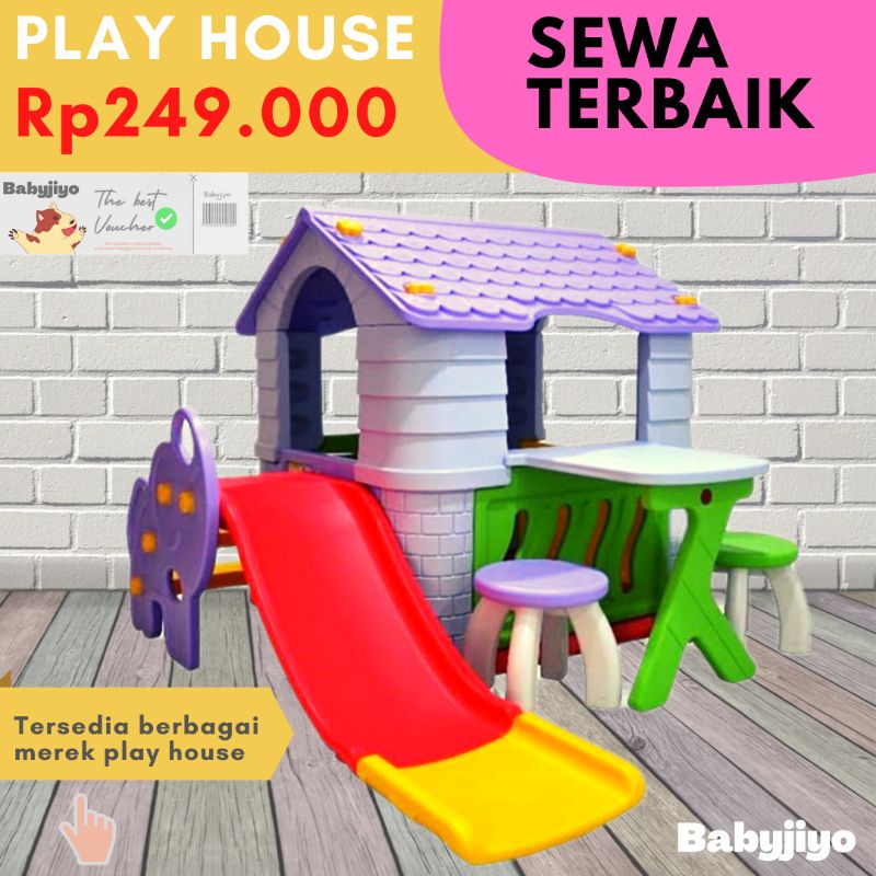 Play house rumah-rumahan dan perosotan (paket sewa)