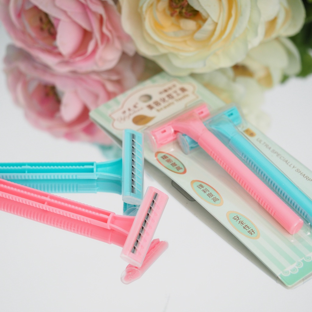 Alat cukur SET ISI 2PC Warna Pastel  Alat Pencukur Wanita Shaver Penghilang Bulu