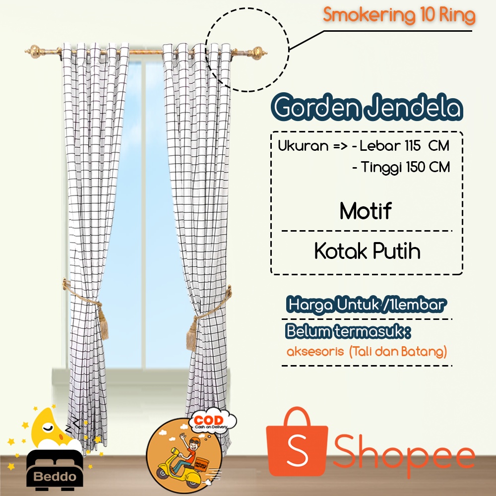 Gorden Jendela aesthetic gorden minimalis gorden polos gorden Smokering|gordeng murah|corak kotak