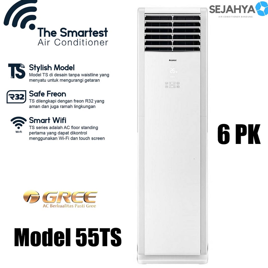 Gree 6pk TS Series Standing AC 55TS (S) Floor Standing Non Inverter AC Berdiri 6 pk 55TS(S)