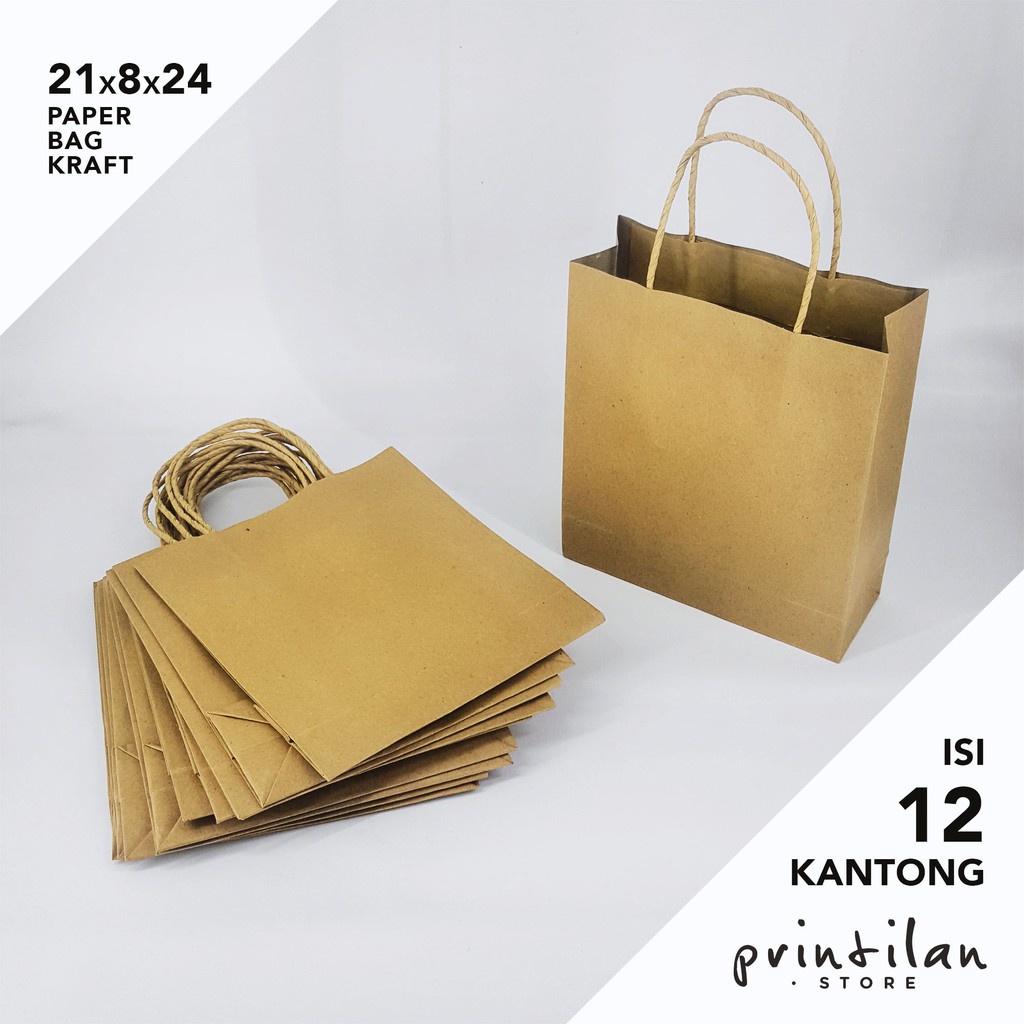 

[21x8x24 cm] PAPER BAG / TAS KERTAS COKLAT KRAFT POLOS / SHOPPING BAG