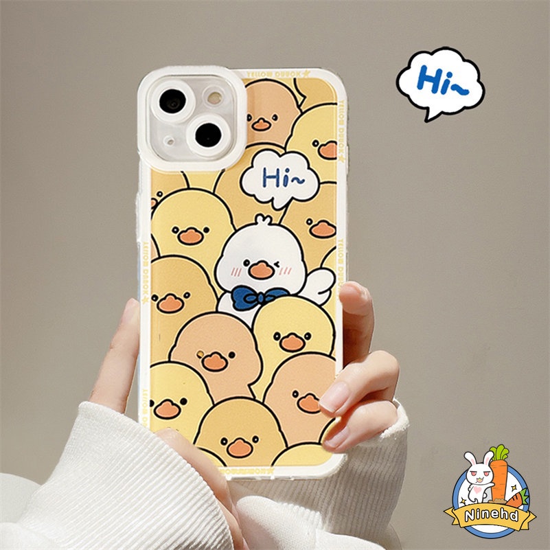 Soft Case Silikon Motif Bebek Kuning Untuk Compatible for iPhone 14 13 12 11 Pro Max X Xr Xs Max SE 8 7 6 6s Plus Little Yellow Duck Cute Phone Case All-inclusive Soft Silicone Shockproof Phone Cover