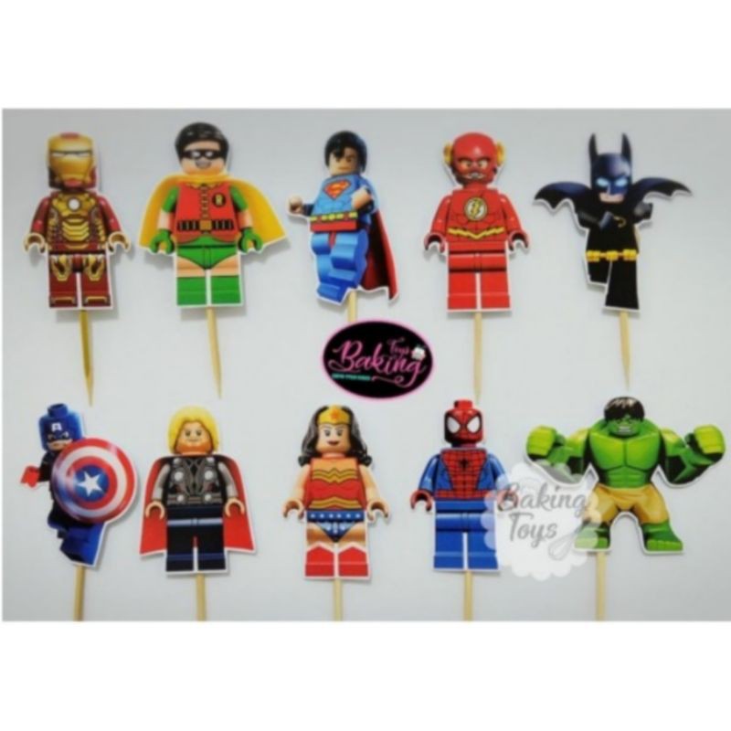 Avengers Lego Topper Cupcake Birthday / Hiasan Kue Ulang Tahun