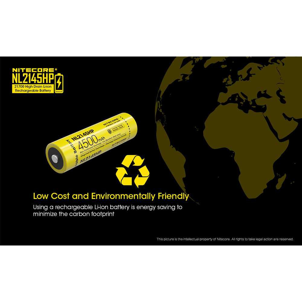 Paling Dicari ! NITECORE 21700 Baterai Li-ion 4500mAh 3.6V 15A - NL2145HP