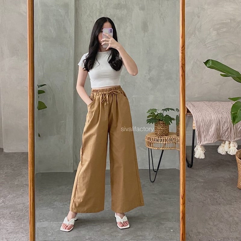 WIDI PANTS KULOT LINEN PREMIUM - WIDI PANTS KULOT SERUT LINEN RAMI - HIGH WAIST KULOT WANITA