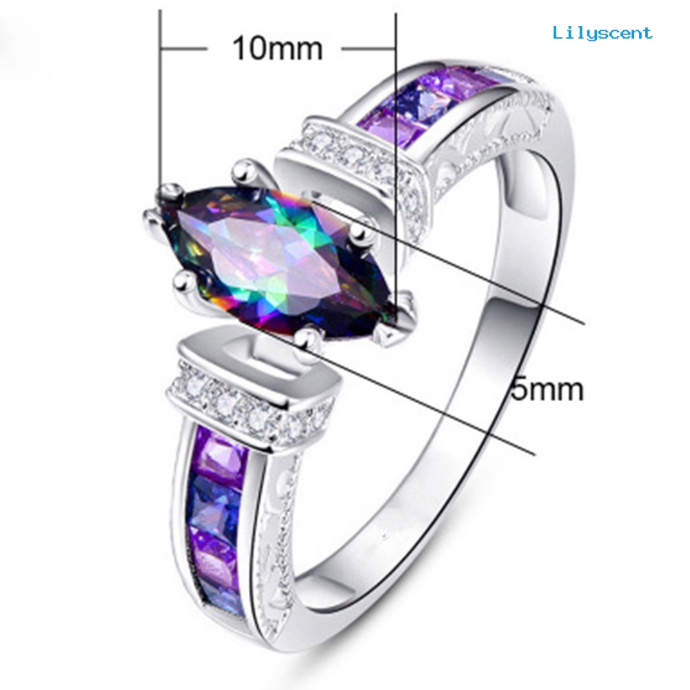 Cincin Marquise Cut Cubic Zirconia Warna-Warni Untuk Wanita