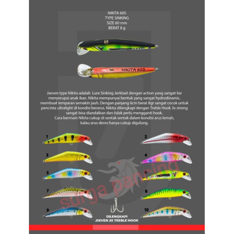 Minnow UL J-seven NIKITA  60S lure umpan mancing sinking