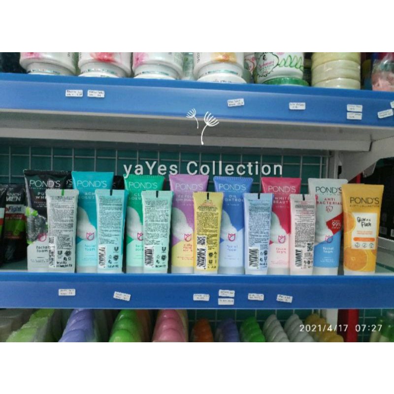 Ponds facial foam Scrub 100ml Pond sabun Muka Pond's wajah anti bacterial Pure White Bright Beauty oil control solutions glow Pink Hitam Hijau Toska Ungu Biru