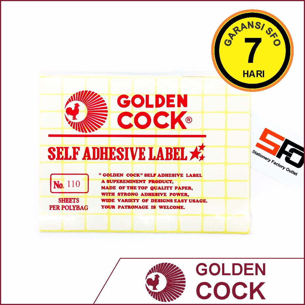 

Label Sticker Golden Cock 110 - 16 x 22 mm - SFO Semarang Official