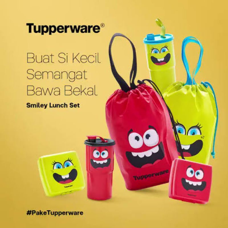 Tupperware Smiley Lunch Set // Tas Bawa Bekal Anak Tempat Makan Minum Karakter