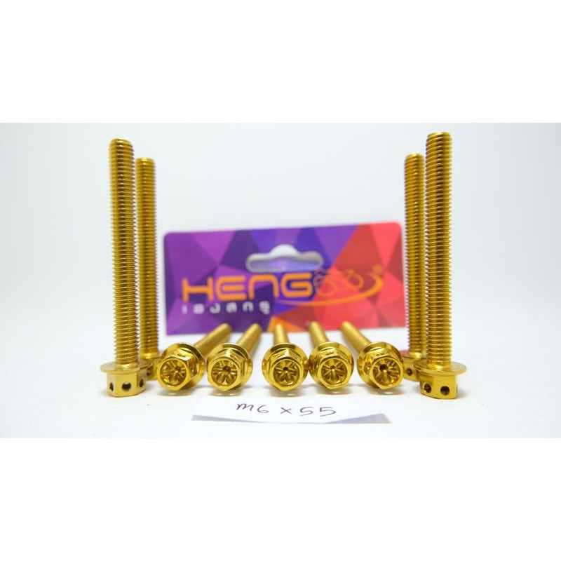 GARANSI ORIGINAL 100% baut probolt flower gold silver HENG m6x55 6x55 drat 10 panjang 5,5cm GARANSI ORIGINAL THAILAND bos