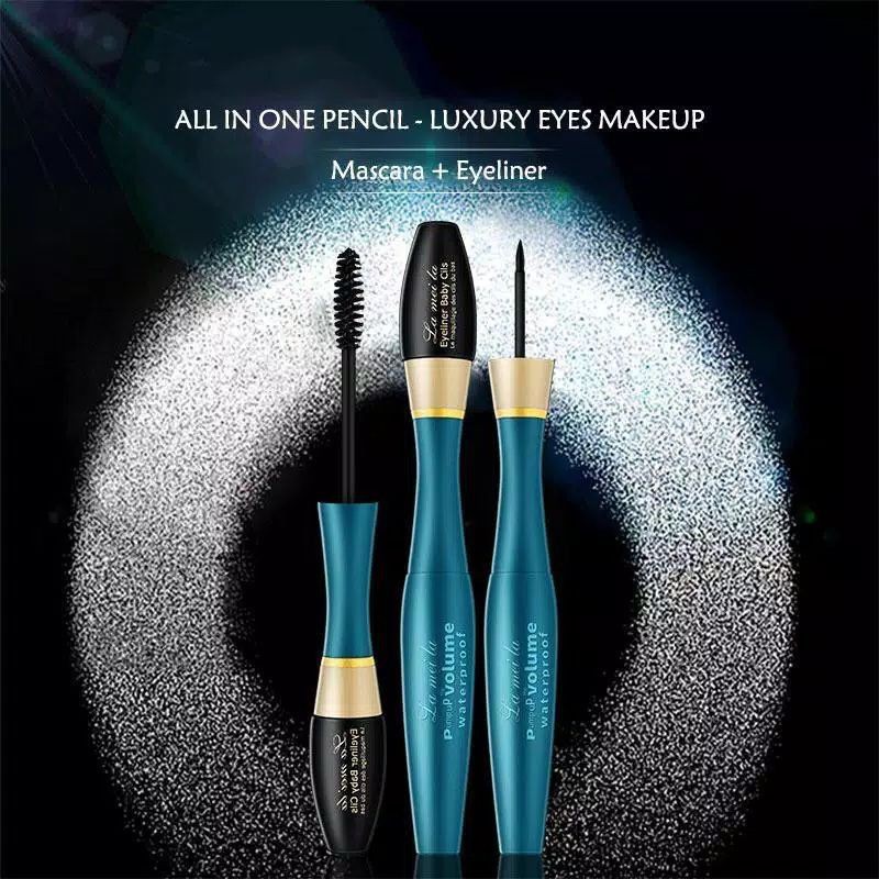 Medan Termurah/Ready stock Lameila Waterproff Mascara Eyeliner 3D 2LML 2in1