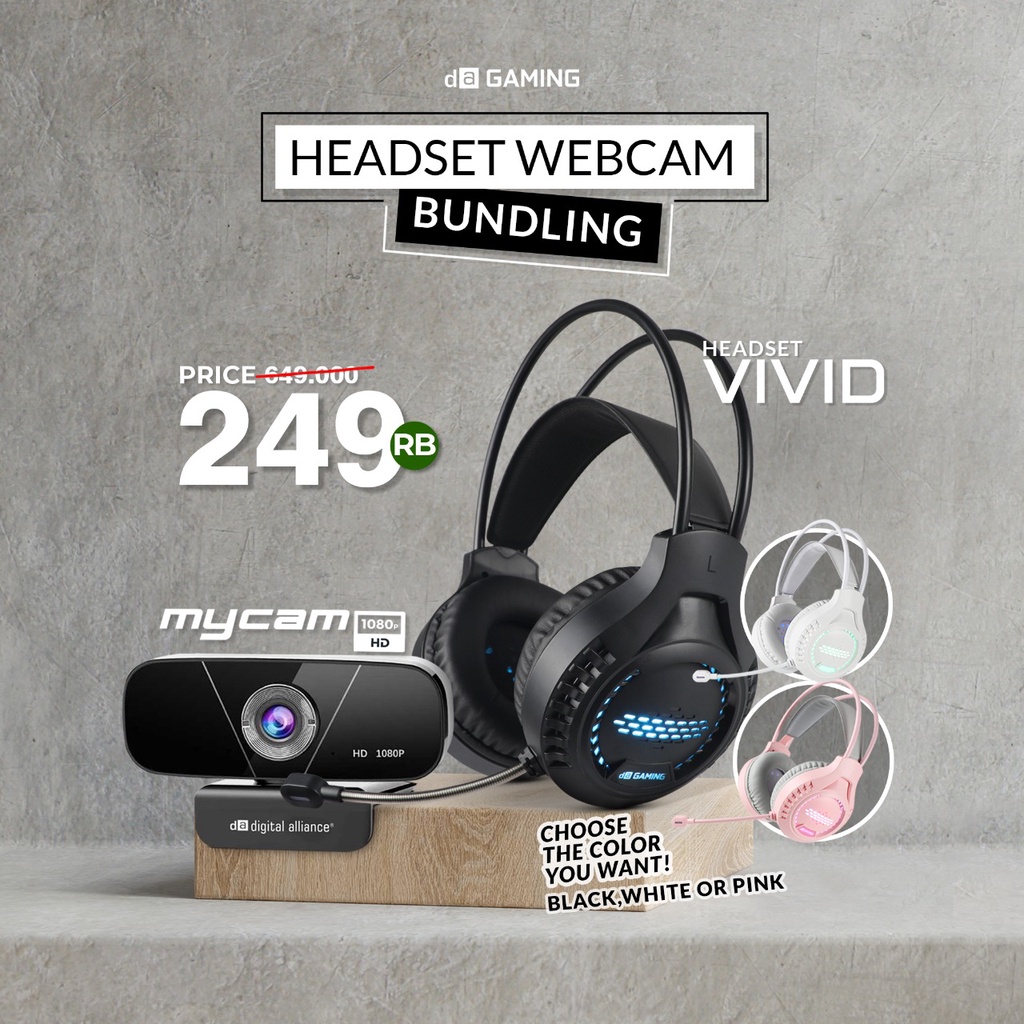 Digital Alliance HEADSET WEBCAM BUNDLING (Headset Vivid RGB Light + Mycam 1080p HD