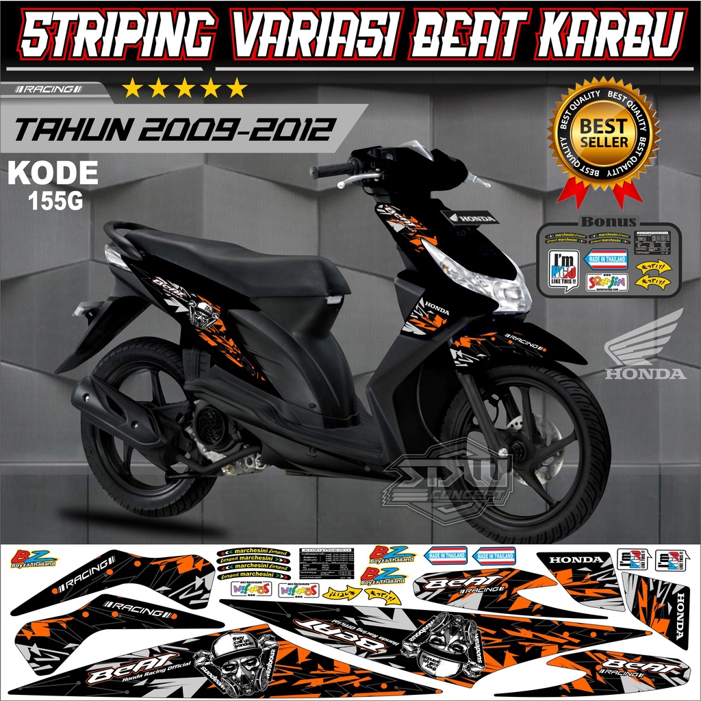 Striping Beat Karbu Stiker Lis Motor Beat Karbu Variasi kode 155