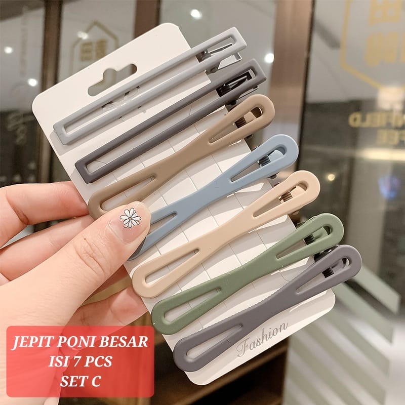 JEPIT PONI BESAR ISI 7 PCS AKSESORIS RAMBUT FASHION KOREA IMPORT JEPITAN SALON