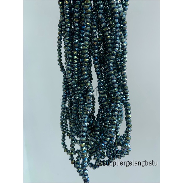 Kristal Ceko 4mm hijau metalik kilap bahan aksesoris premium craft AB