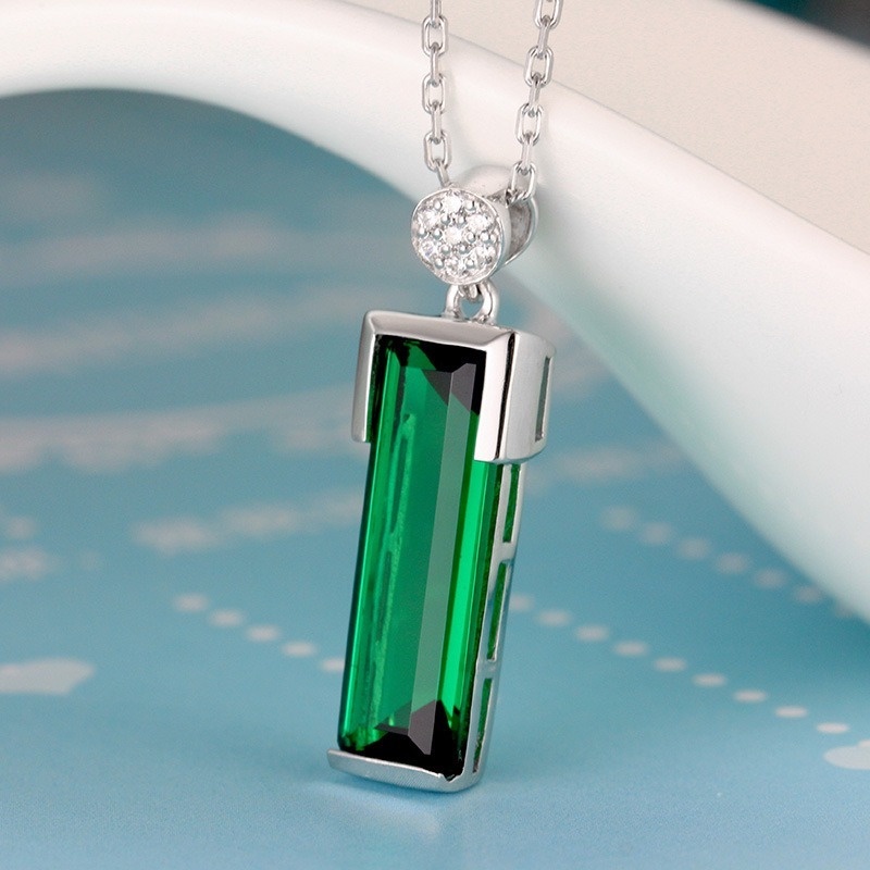 [Ready Stock]Fashion 925 Silver Plated Colored Gems Tourmaline Color Jewelry Necklace 18K Platinum Plated Pendant