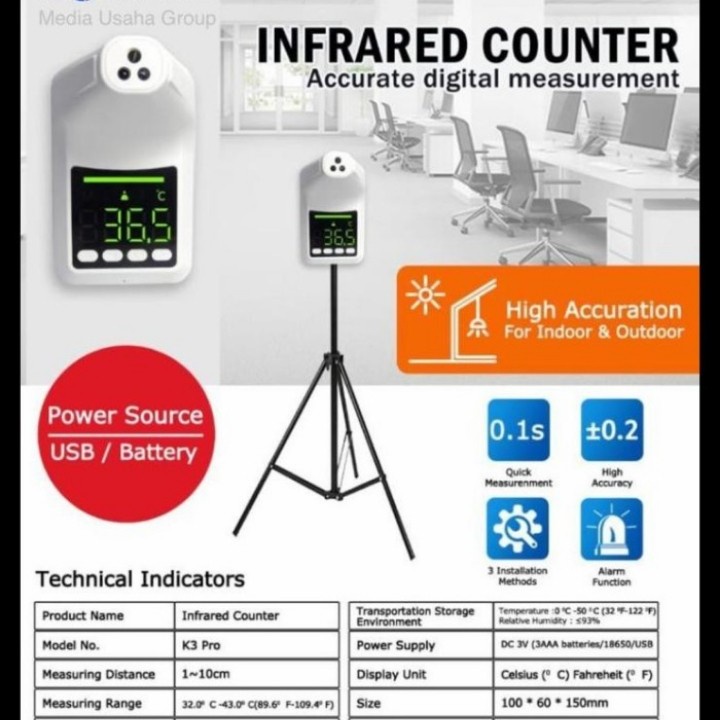 THERMOMETER DIGITAL THERMOMETER DINDING THERMOMETER STANDING SETARA K3 NON KONTAK