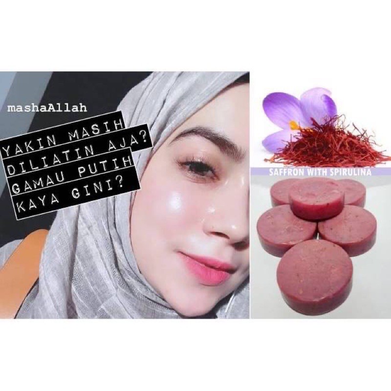 Sabun saffron with spirulina  safron untuk jerawat bruntusan flek hitam, pemutih wajah sabun wajah