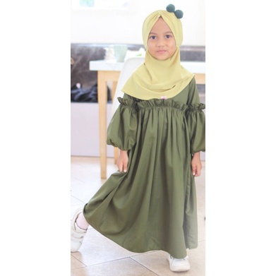 Gamis anak model terbaru &amp; terlaris/Crinkel Air flow dengan tangan balon nyaman di pakai M L XL