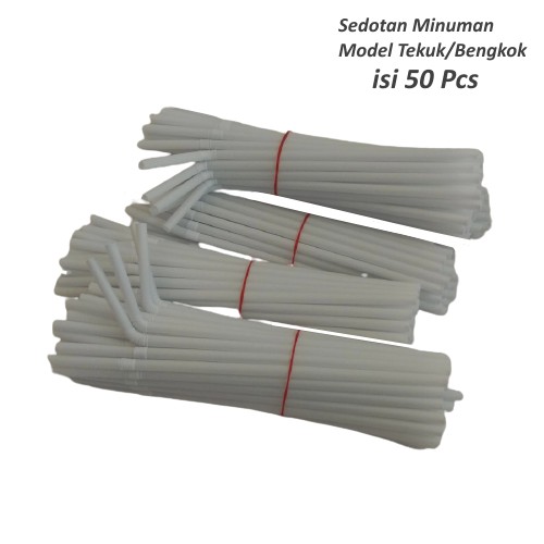 Sedotan Plastik Tekuk Sedotan Bengkok isi 50 pcs