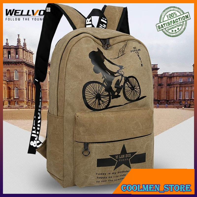 Tas Backpack Pria Tas Punggung Men Retro Canvas Backpack School Male Fashion Bag Laptop Boy School