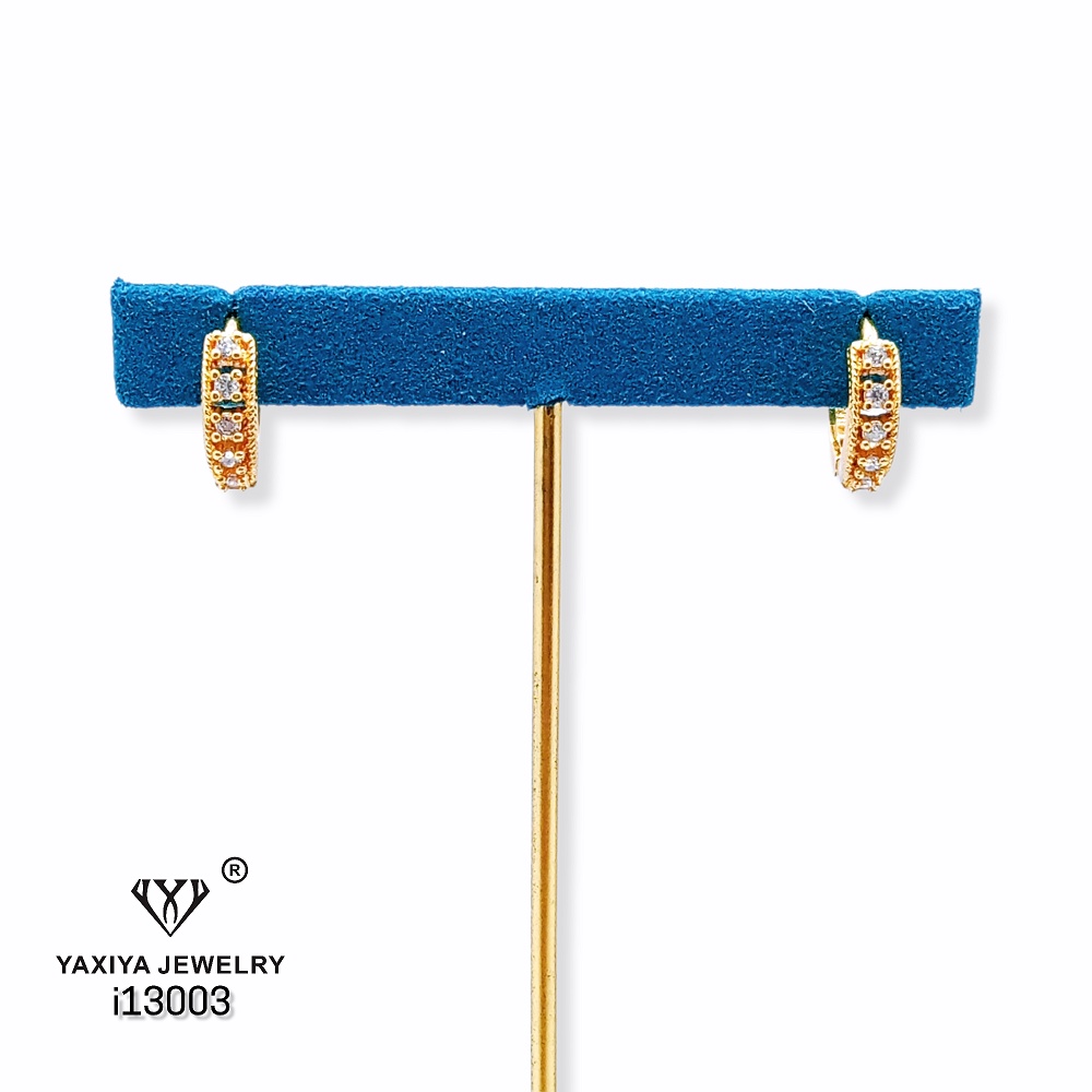 Yaxiya Anting Wanita Klip Jepit Mata Baris Perhiasan Lapis Emas 18k 011-2