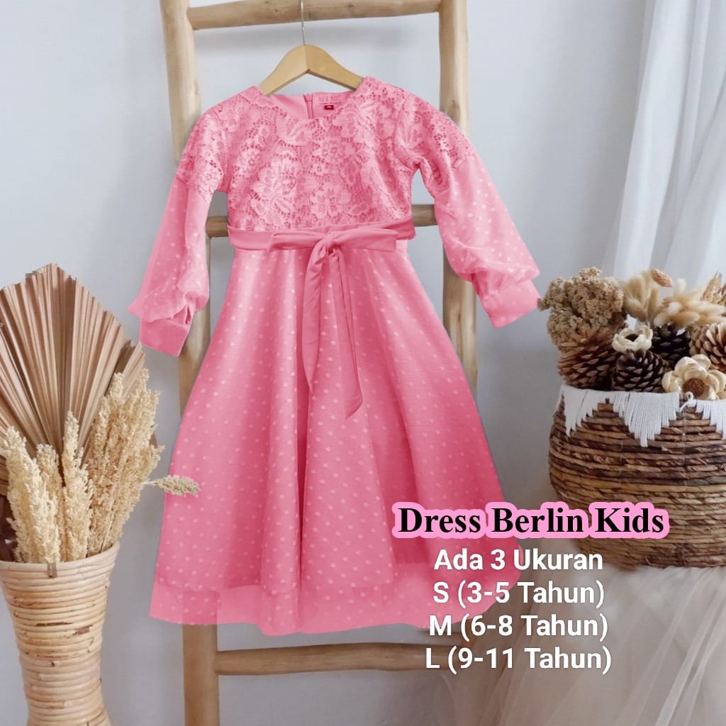 COD☑️Pakaian Pesta Anak Perempuan/Dress Berlin Kids Ada 3Variant/3-5thn/6-8thn/9-11thn/Matt Blukat Gliter Mix Tille Onde/Good Quality