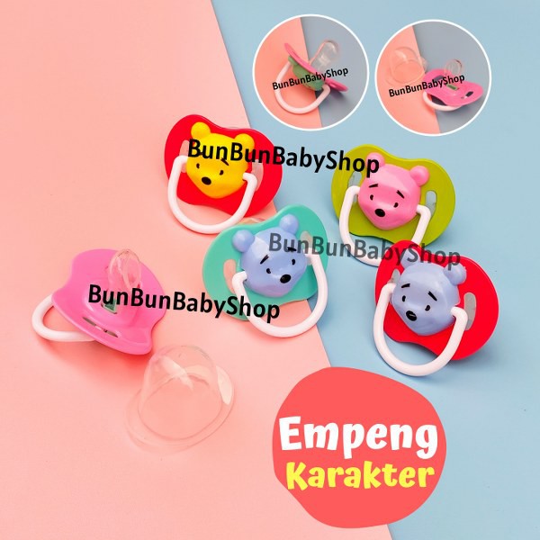 Empeng Karakter Bayi Pooh Lucu Pacifier Kartun Perlengkapan New Born Baby Laki Perempuan Murah