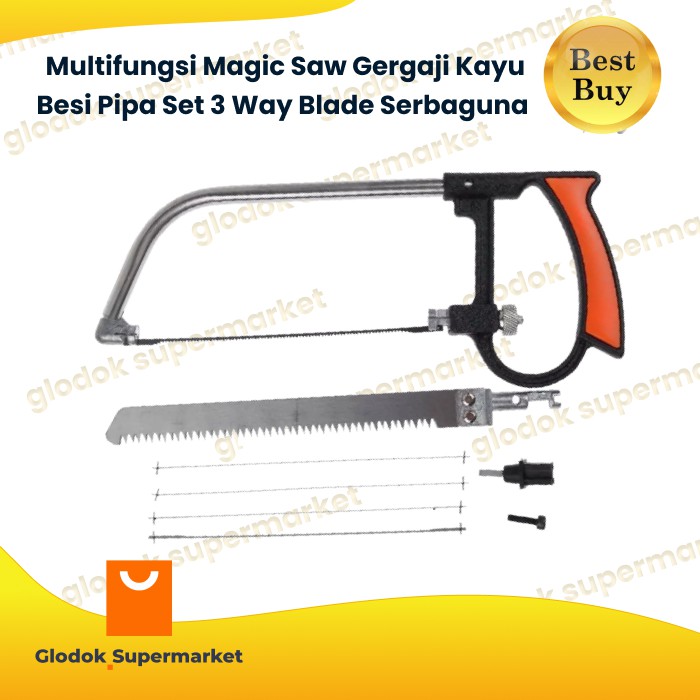 Multifungsi Magic Saw Gergaji Kayu Besi Pipa Set 3 Way Blade Serbaguna