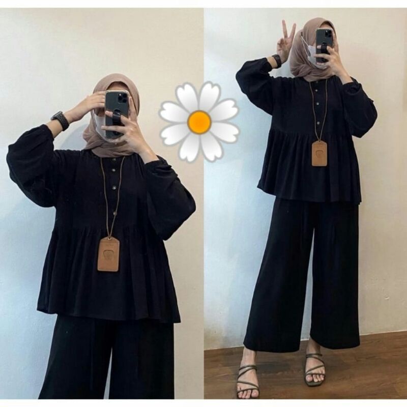 Rania Blouse Korean Style Cringkle Airflow Atasan Wanita Lengan Panjang Terbaru