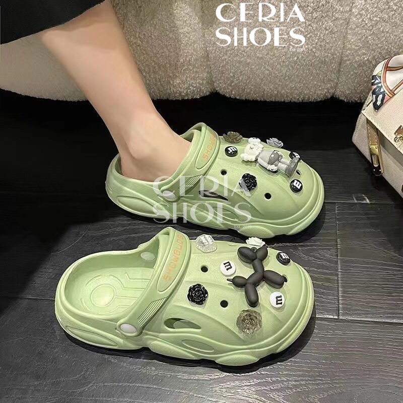 PVC Sandal Slop Wanita Clog Slip On Jibbitz KAWS XX Import Bangkok Rubber ELastic Super Soft Toy Story Sol Rubber Anti Slip Summer Sandals 218 ELMOXX